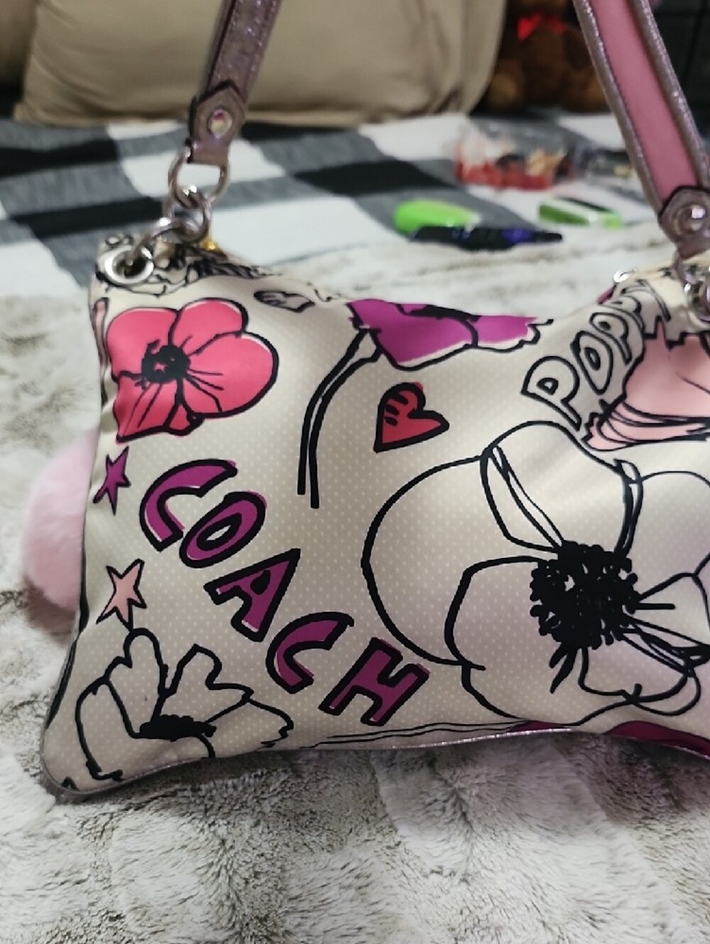 Coach Pink Poppy Floral Graphic Crossbody Bag - Picture 2 of 9